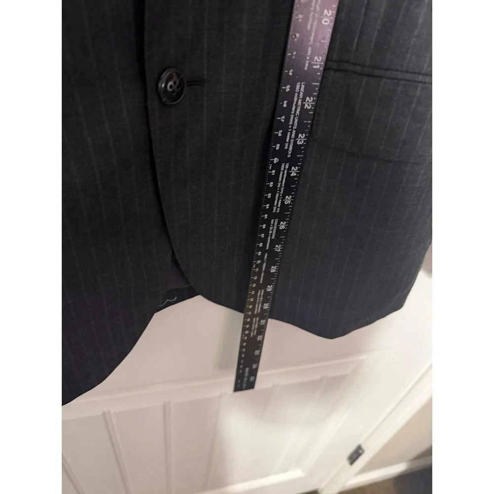J.Crew Suit Jacket Mens 40R Crosby Pinstripe Merino Wool Charcoal Grey EUC